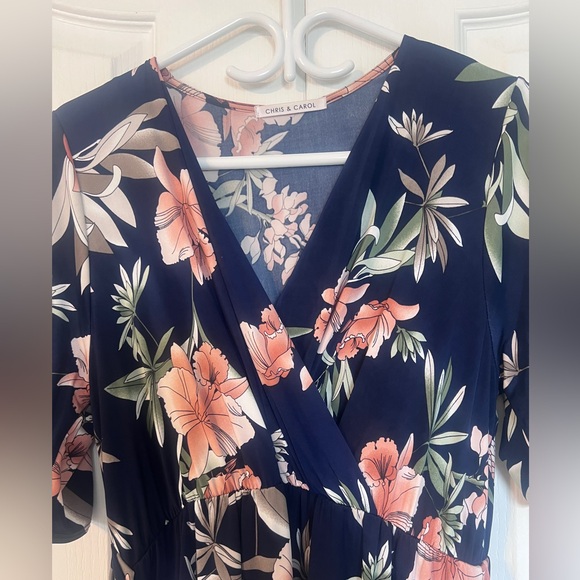 Chris and Carol  Floral Faux Wrapped Midi Dress - Picture 5 of 6